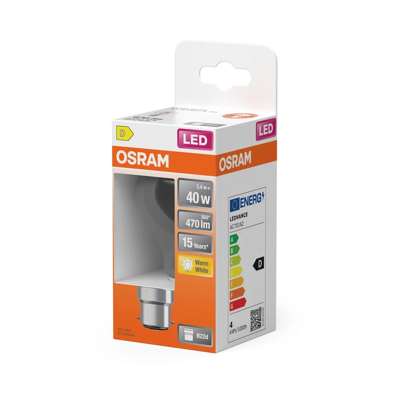 OSRAM LED Lampe LED Retrofit CLASSIC A 4W 827 Clear B22d, 470 lm, 2700 K, Warmweiß