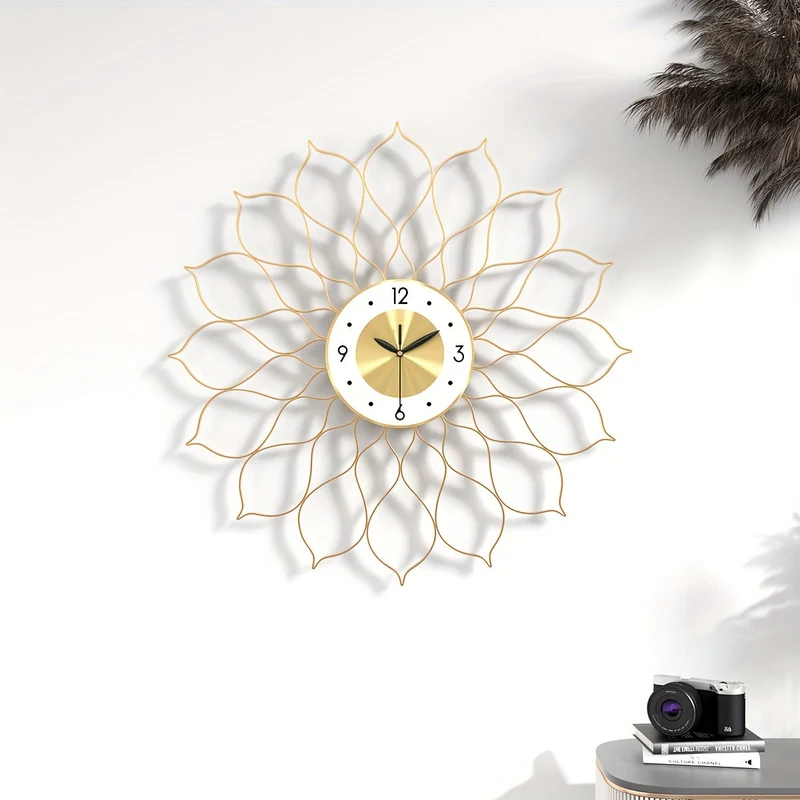 Euroselle Golden Hollow Luxury Wall Clock With Silent Timekeeping