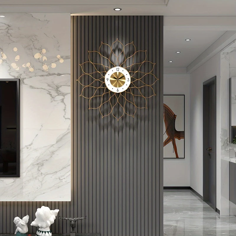 Euroselle Golden Hollow Luxury Wall Clock With Silent Timekeeping