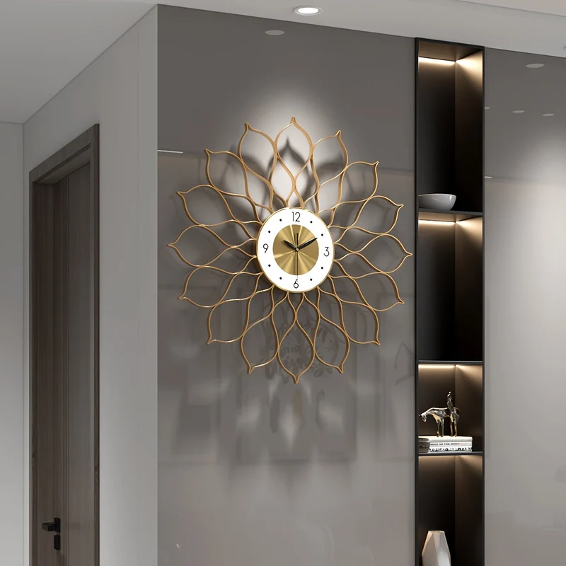 Euroselle Golden Hollow Luxury Wall Clock With Silent Timekeeping