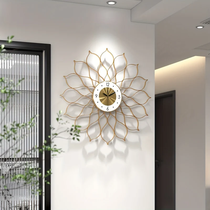 Euroselle Golden Hollow Luxury Wall Clock With Silent Timekeeping