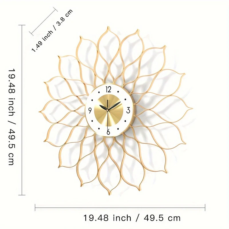 Euroselle Golden Hollow Luxury Wall Clock With Silent Timekeeping