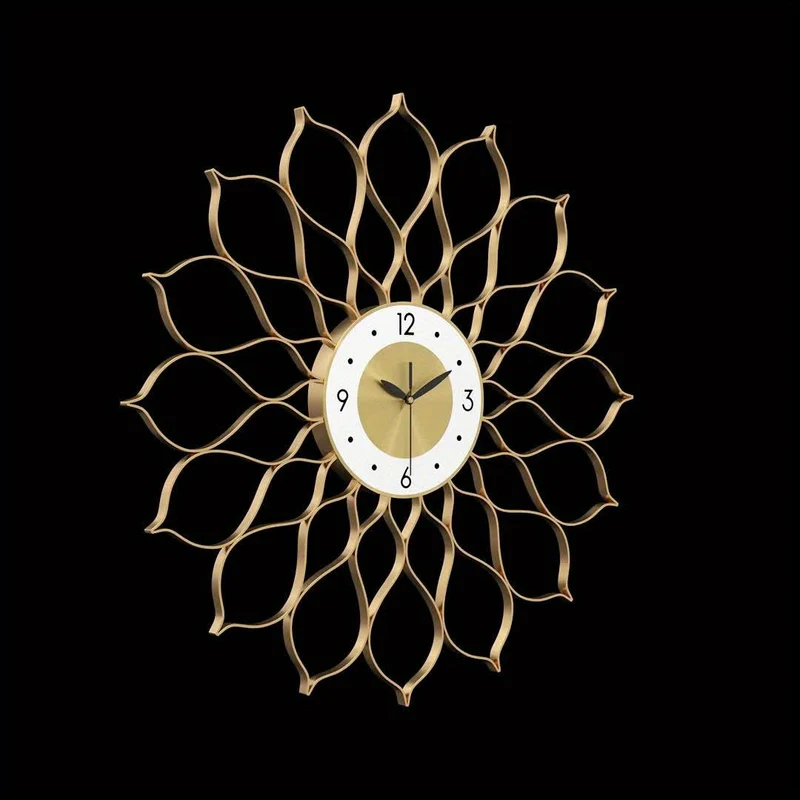 Euroselle Golden Hollow Luxury Wall Clock With Silent Timekeeping