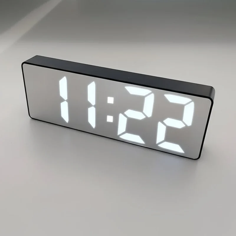 Euroselle Contemporary LED Alarm Clock With Custom Snooze And Battery USB Power