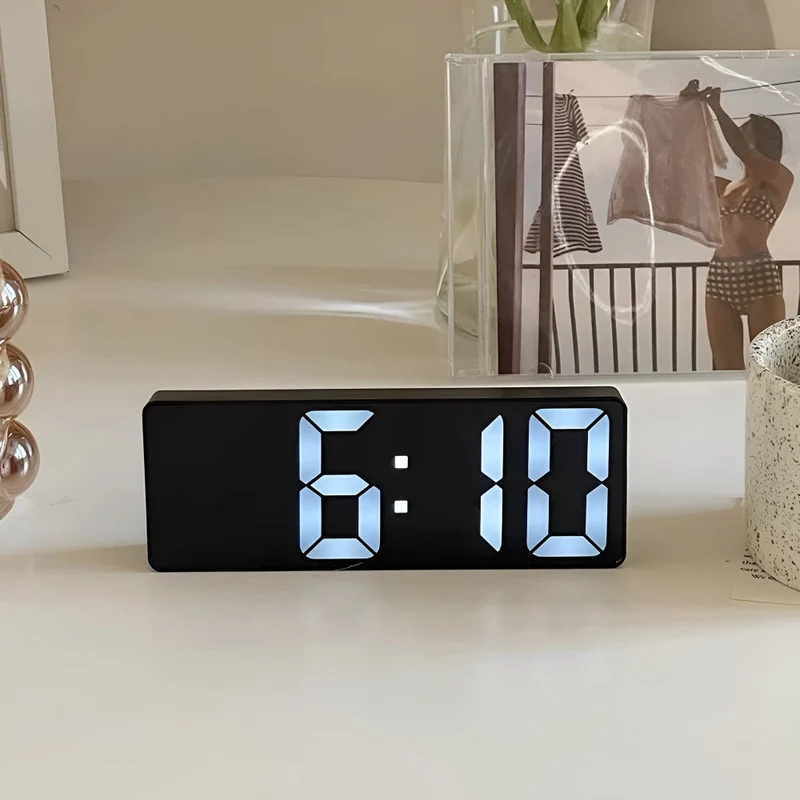 Euroselle Contemporary LED Alarm Clock With Custom Snooze And Battery USB Power