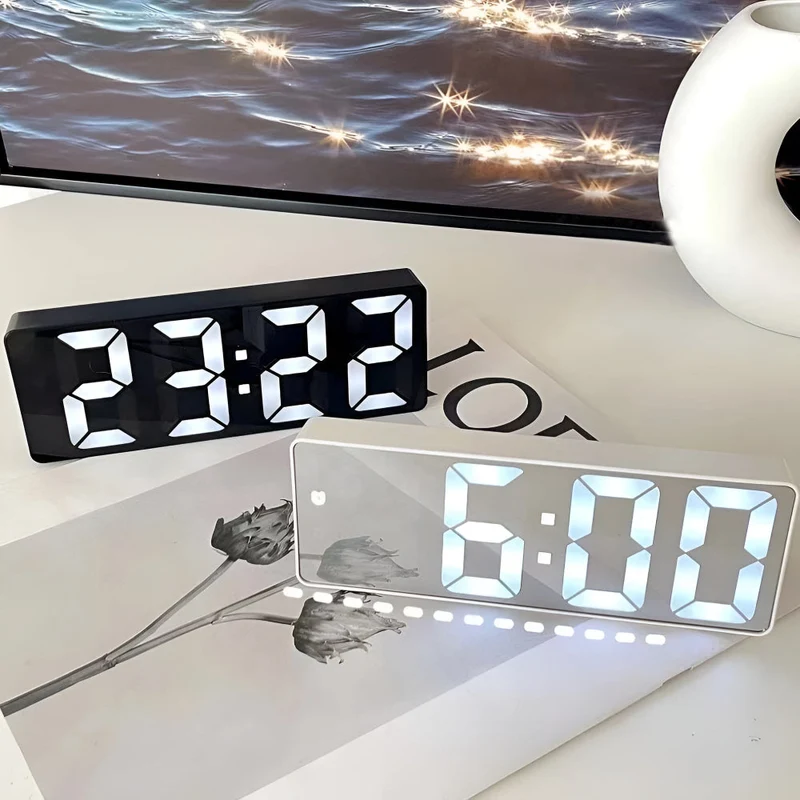 Euroselle Contemporary LED Alarm Clock With Custom Snooze And Battery USB Power