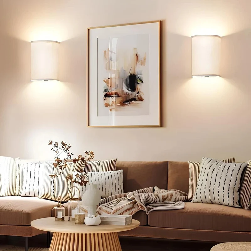 Linen Glow Wall Light With Dimmable Rechargeable LED And Remote Control Euroselle