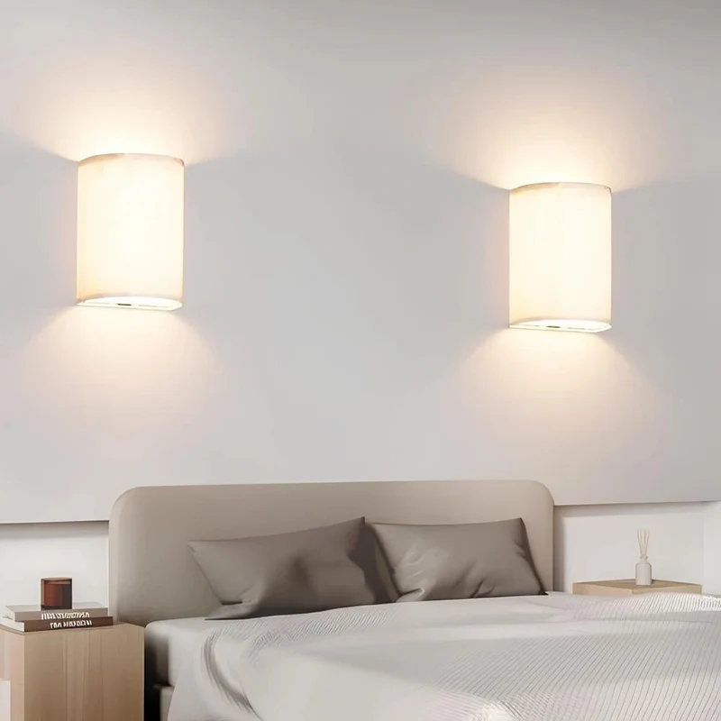 Linen Glow Wall Light With Dimmable Rechargeable LED And Remote Control Euroselle
