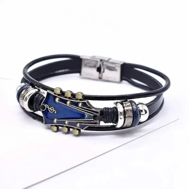 Euroselle Leather Bracelet Inspired By Musical Guitars