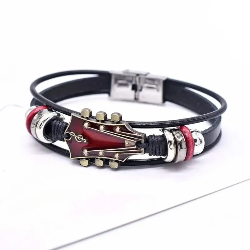 Euroselle Leather Bracelet Inspired By Musical Guitars