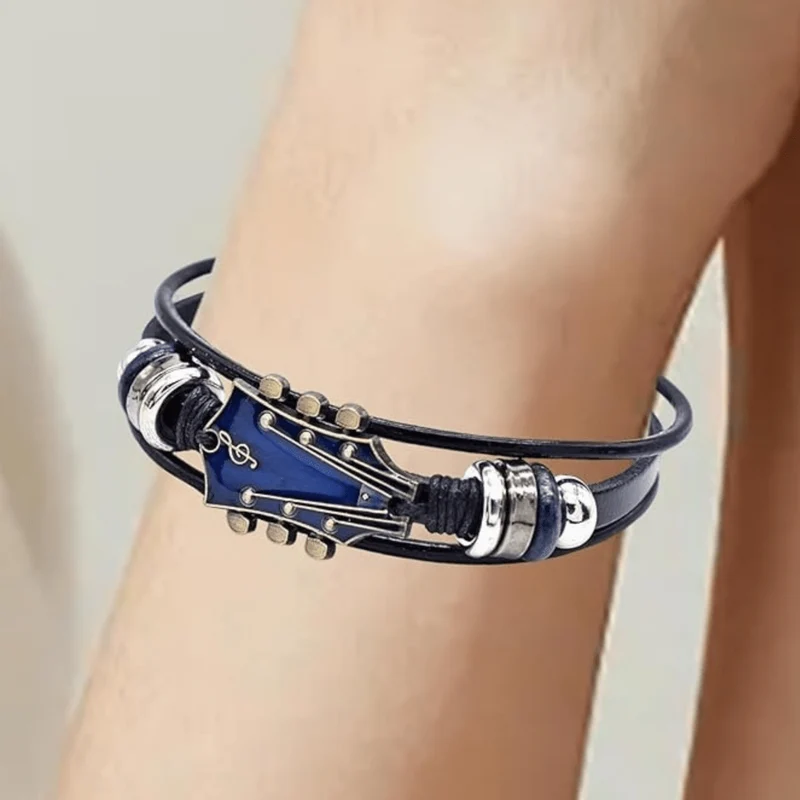 Euroselle Leather Bracelet Inspired By Musical Guitars