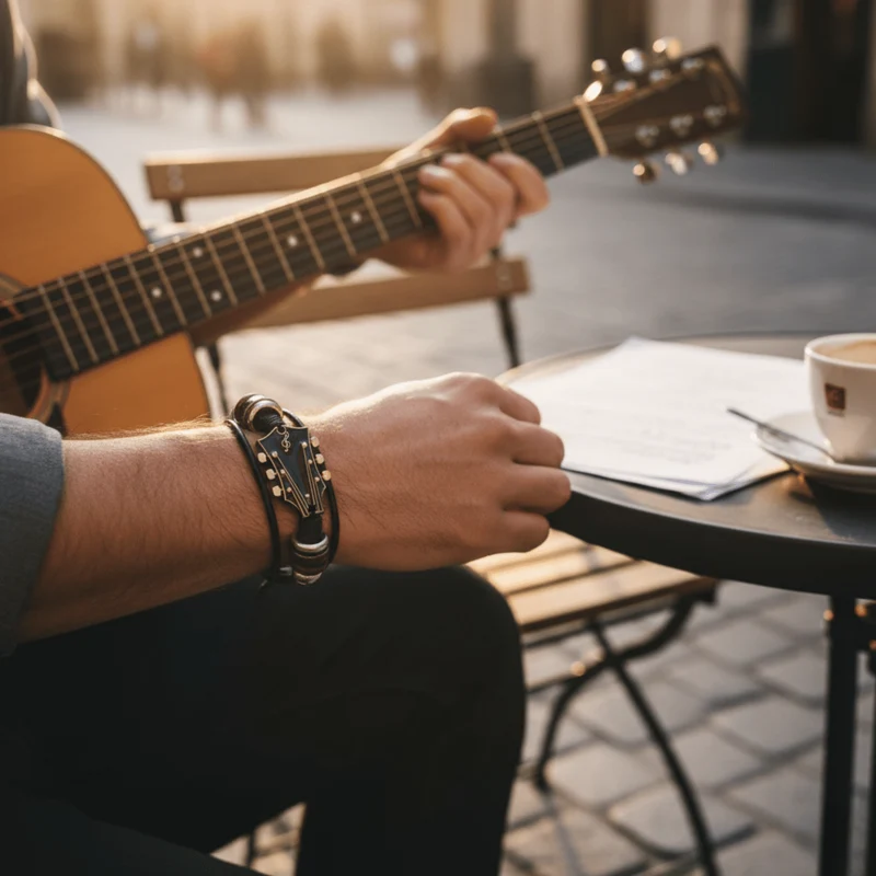 Euroselle Leather Bracelet Inspired By Musical Guitars