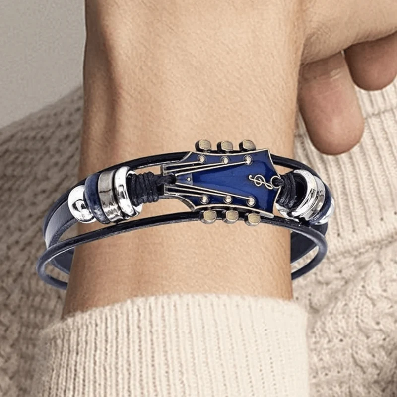 Euroselle Leather Bracelet Inspired By Musical Guitars