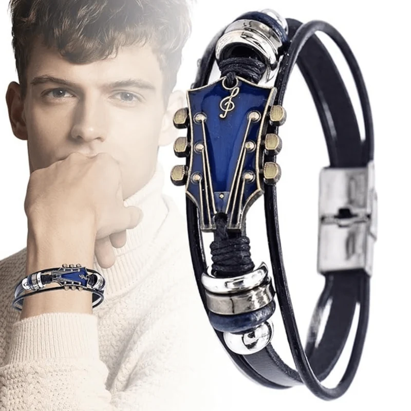 Euroselle Leather Bracelet Inspired By Musical Guitars