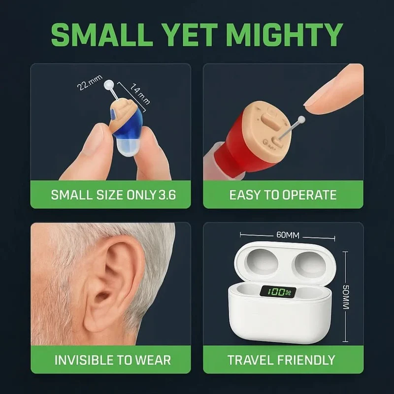 Euroselle Invisible In-Ear Hearing Aids With Rechargeable Design And Crystal Clear Sound