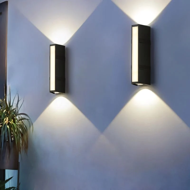 Euroselle Outdoor Wall Lamp Metal IP65 Waterproof LED Black Warm Illumination