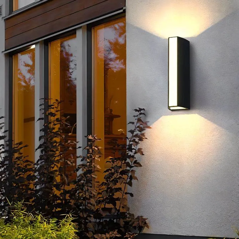 Euroselle Outdoor Wall Lamp Metal IP65 Waterproof LED Black Warm Illumination