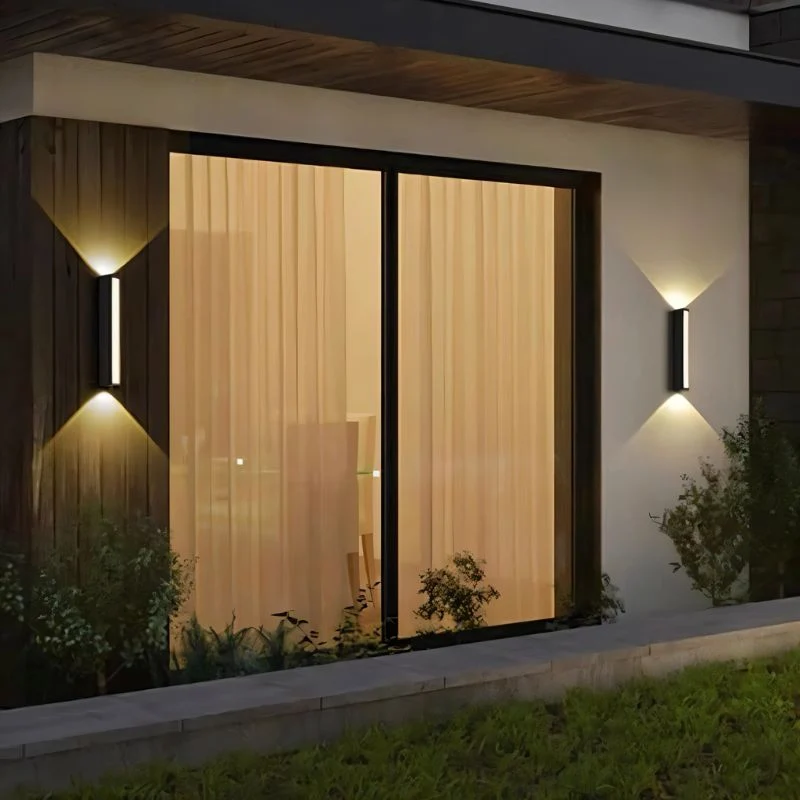 Euroselle Outdoor Wall Lamp Metal IP65 Waterproof LED Black Warm Illumination