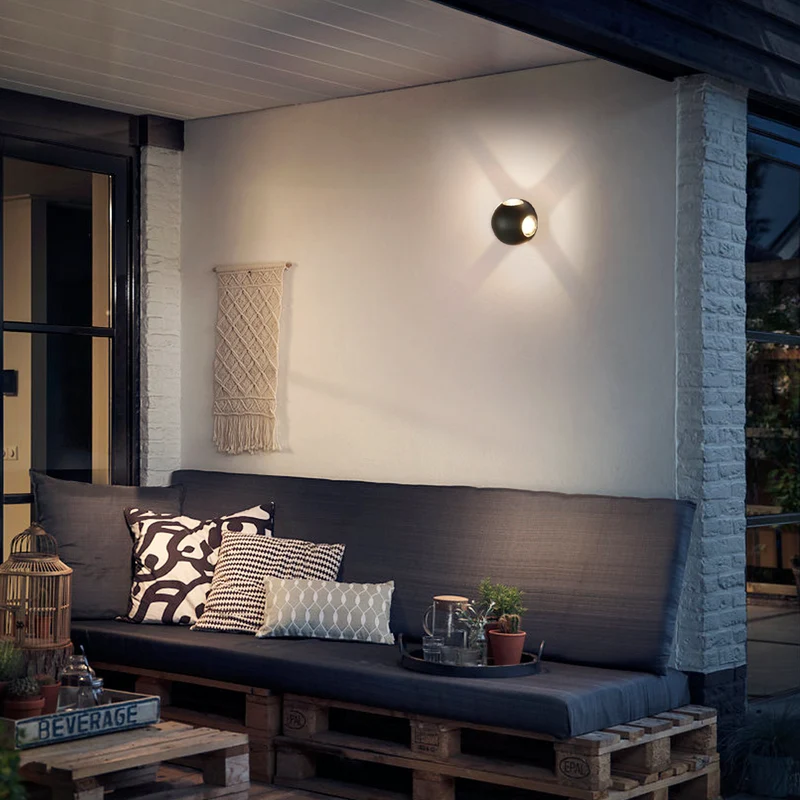 Euroselle Outdoor Wall Lamp LED Waterproof Black Metal Exterior Lighting Fixture For Porch And Patio
