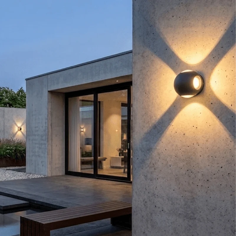 Euroselle Outdoor Wall Lamp LED Waterproof Black Metal Exterior Lighting Fixture For Porch And Patio