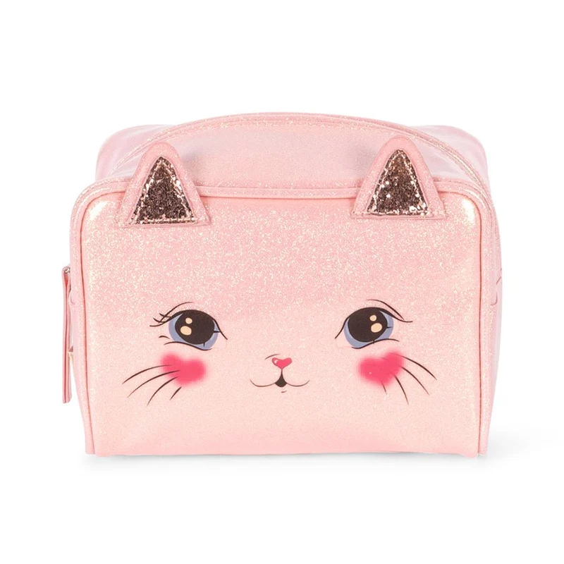 Katzen-Pouch in Cerise-Glitzerrosa