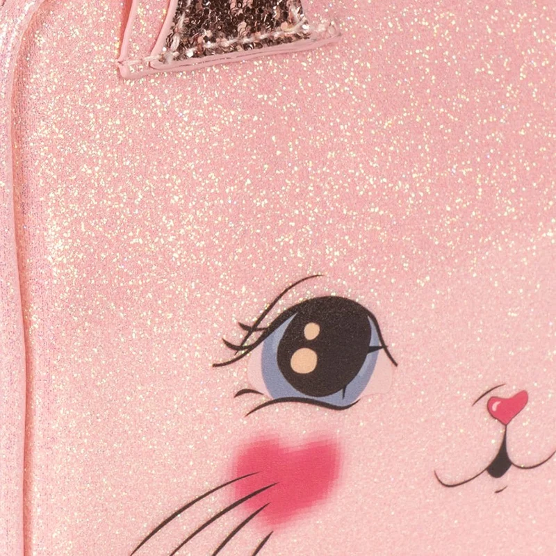 Katzen-Pouch in Cerise-Glitzerrosa