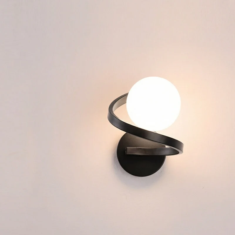 Euroselle Spiral Glass Wall Sconce With Iron Body G9 LED Modern Indoor Light