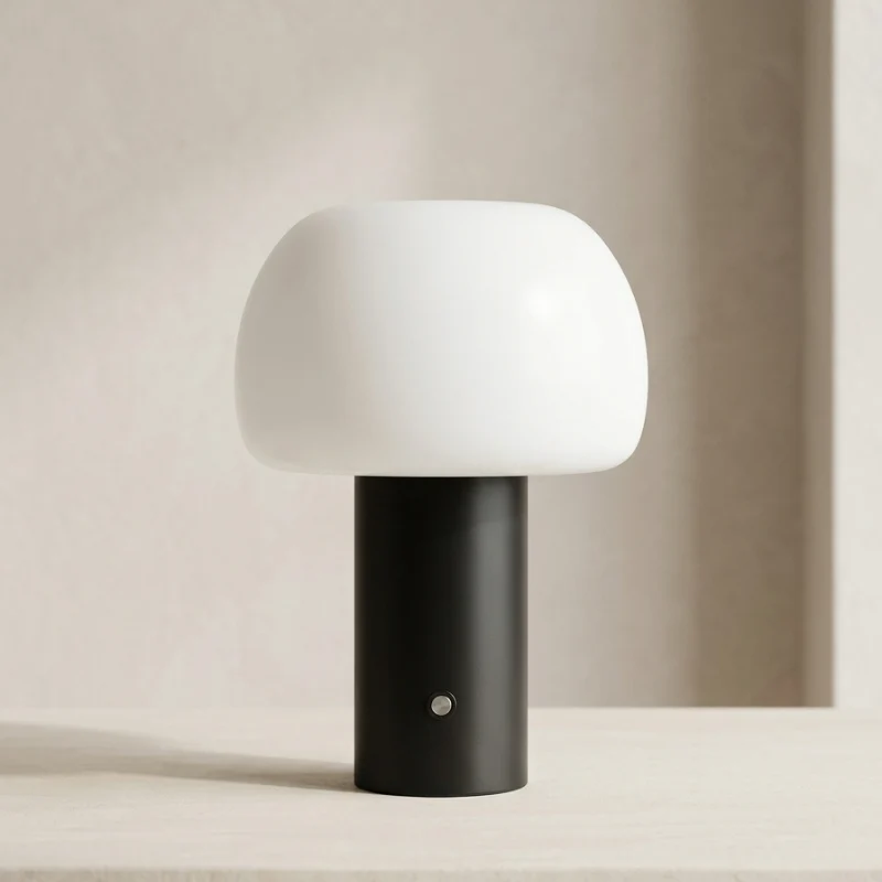 Euroselle Mushroom LED Table Lamp Iron Acrylic Cordless Rechargeable With Touch Switch