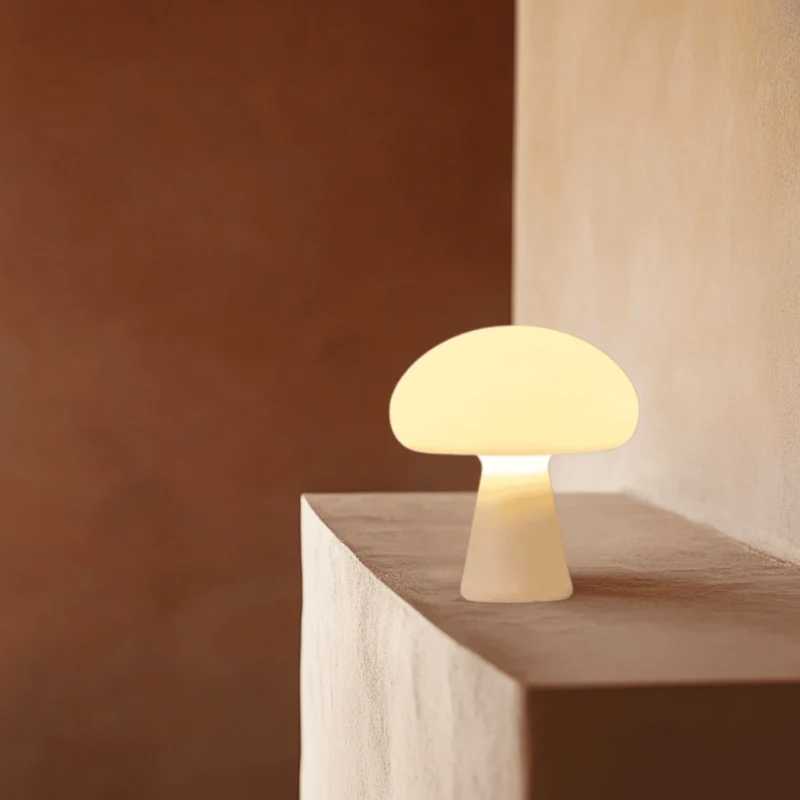 Euroselle Mushroom Table Lamp With Rechargeable Battery And Touch Dimmer Warm Light