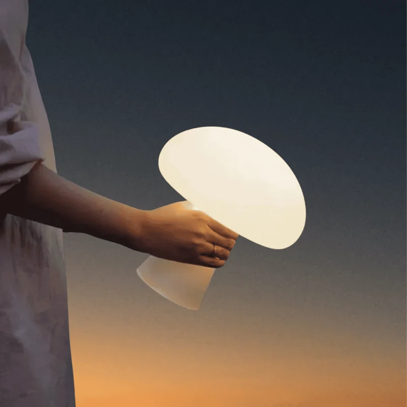Euroselle Mushroom Table Lamp With Rechargeable Battery And Touch Dimmer Warm Light