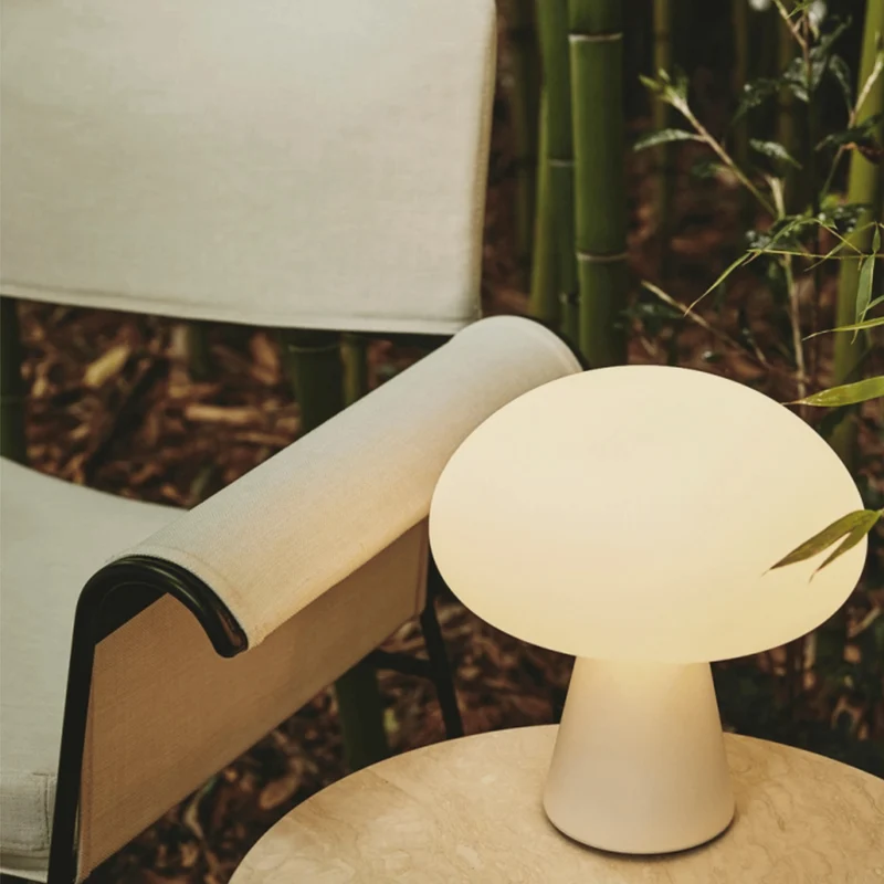 Euroselle Mushroom Table Lamp With Rechargeable Battery And Touch Dimmer Warm Light