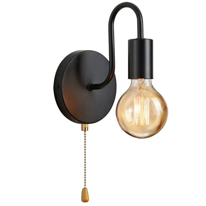Euroselle Curved Gooseneck Metal Wall Sconce With Adjustable Indoor Lighting