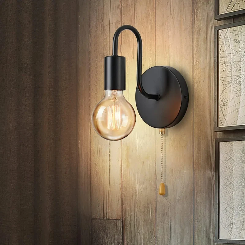 Euroselle Curved Gooseneck Metal Wall Sconce With Adjustable Indoor Lighting