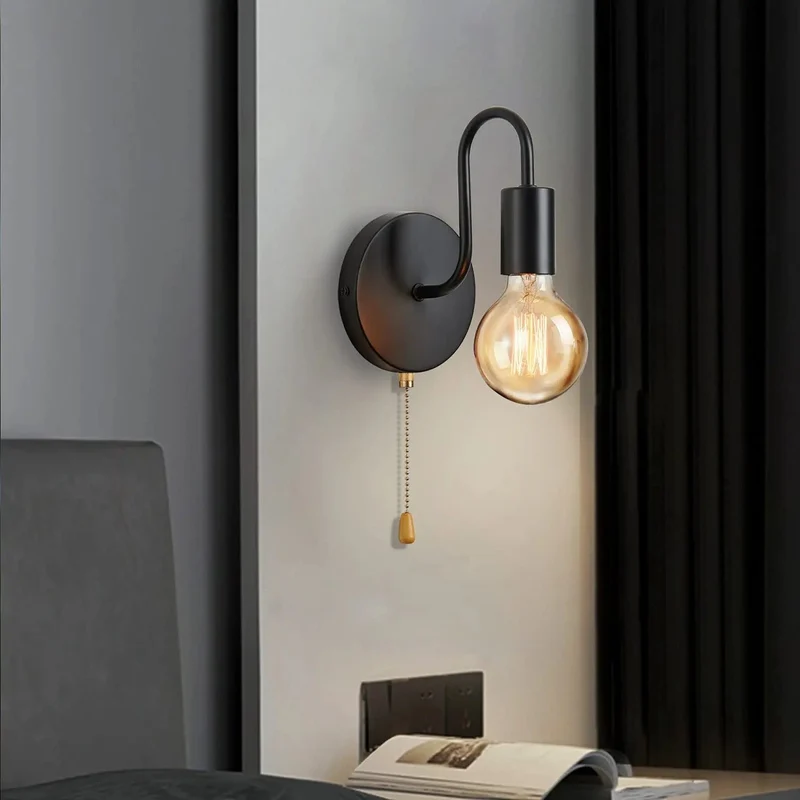 Euroselle Curved Gooseneck Metal Wall Sconce With Adjustable Indoor Lighting