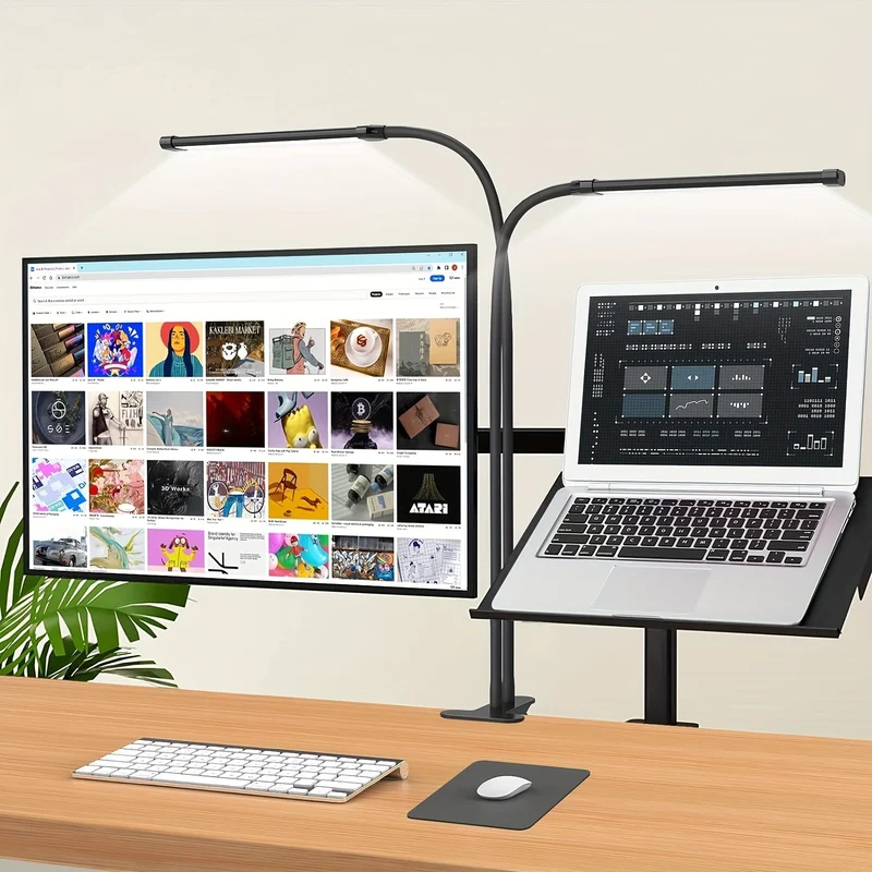 Euroselle Dual-Tube Clip-On LED Reading Lamp With Adjustable Brightness
