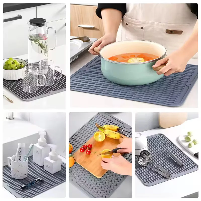 DrySafe Silicone Dish Mat By Euroselle For Heat And Water Protection On Counters