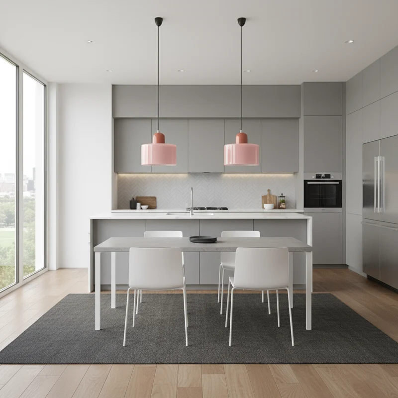 Euroselle Pendant Light With Pink Terracotta Glass Shade E27 Adjustable Cord