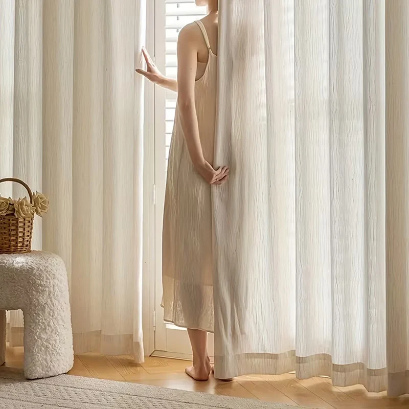 Euroselle Textured Sheer Window Curtains With Light Filtering Grommets