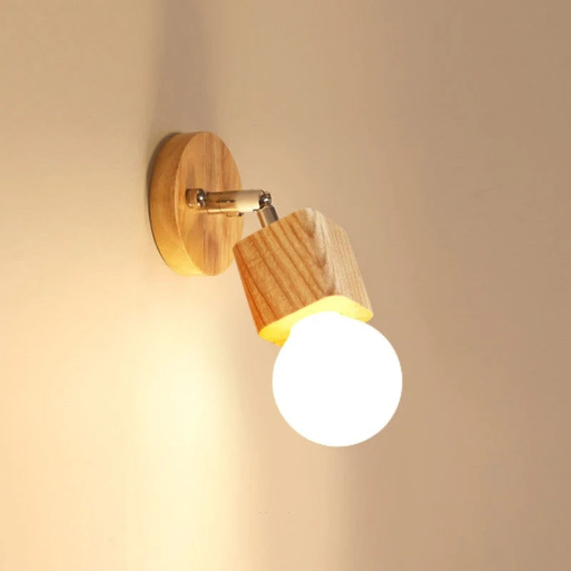 Euroselle Adjustable Wood and Metal Wall Sconce IP44 E26 E27 Fixture