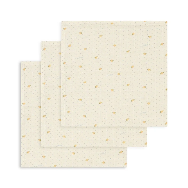 3er-Pack Musselin Stoffwindeln Lemon Dot