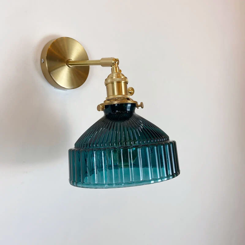 Euroselle Wall Sconce With Glass Dome, Brass Finish, E26 Hardwired Indoor Light Fixture