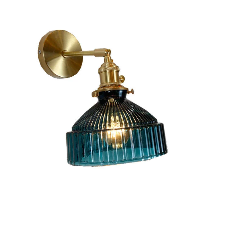 Euroselle Wall Sconce With Glass Dome, Brass Finish, E26 Hardwired Indoor Light Fixture