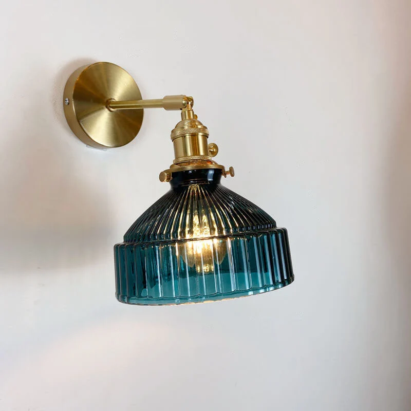 Euroselle Wall Sconce With Glass Dome, Brass Finish, E26 Hardwired Indoor Light Fixture