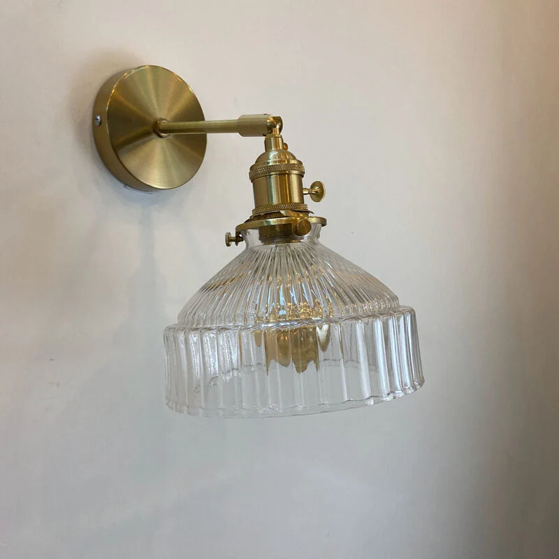 Euroselle Wall Sconce With Glass Dome, Brass Finish, E26 Hardwired Indoor Light Fixture