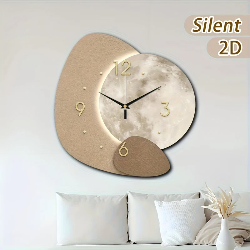 Euroselle Designer Wooden Wall Clock With Golden Highlights