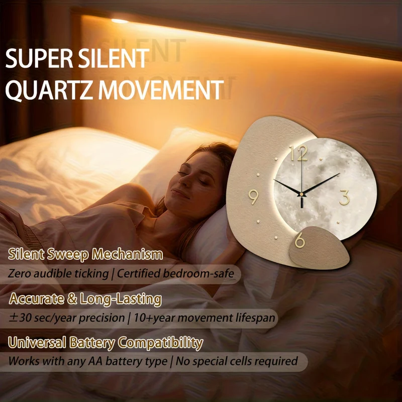 Euroselle Designer Wooden Wall Clock With Golden Highlights