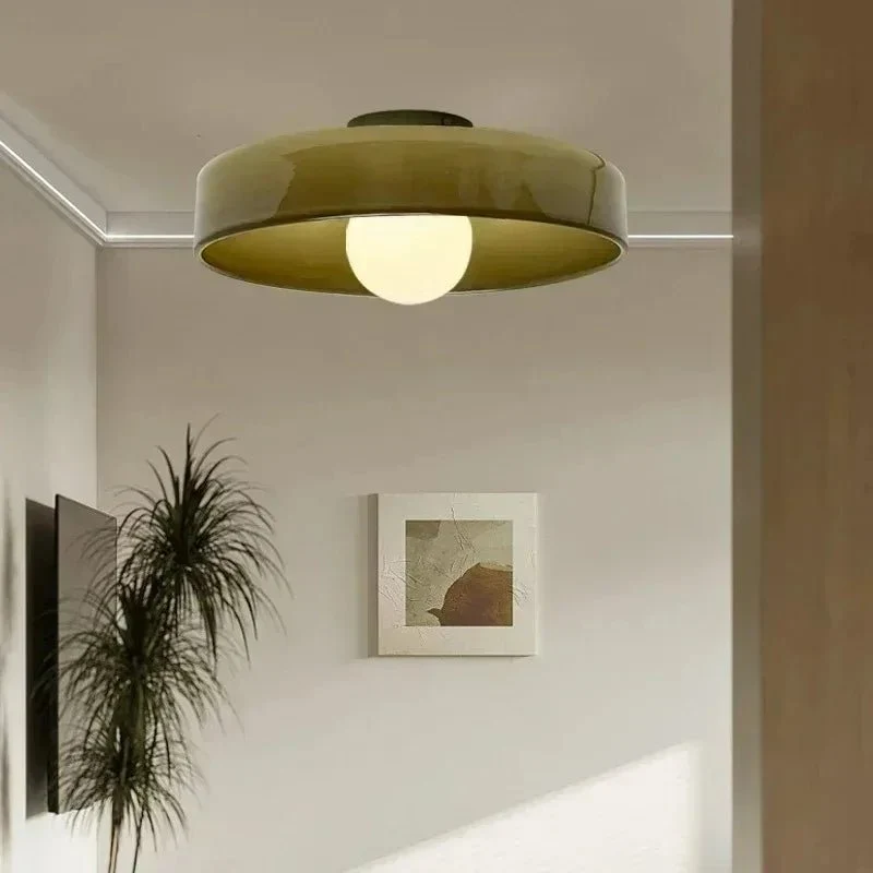 Euroselle Nordic Flush Mount Ceiling Light With Elegant Glass Shade For Soft Modern Ambient Lighting
