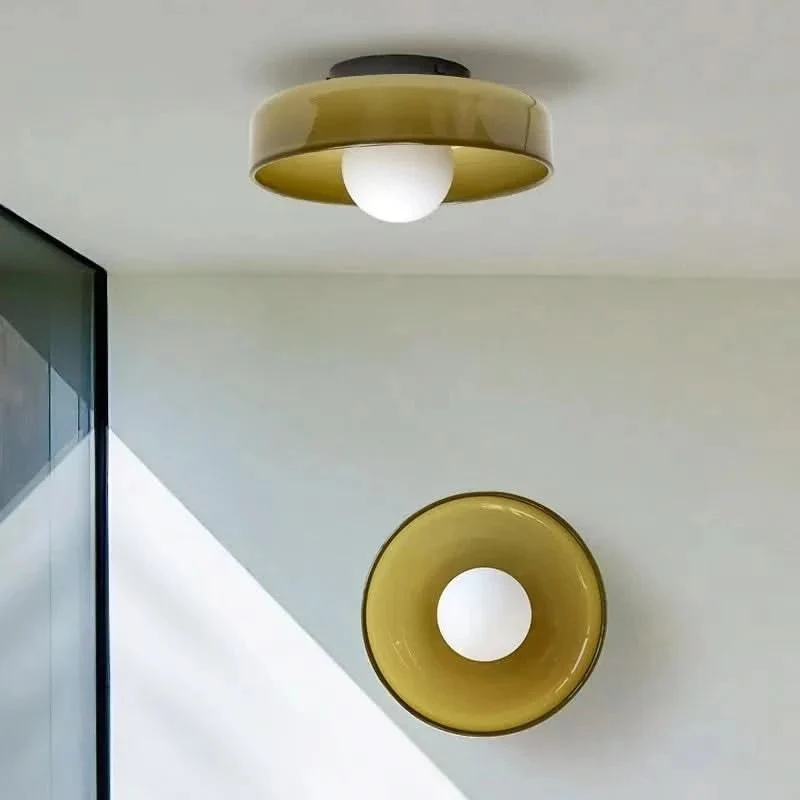 Euroselle Nordic Flush Mount Ceiling Light With Elegant Glass Shade For Soft Modern Ambient Lighting