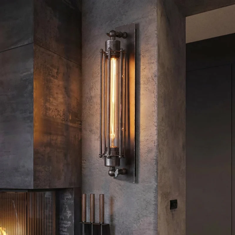 Euroselle Wall Sconce Iron Cage LED 5W Wall Mount Industrial Indoor Light Fixture