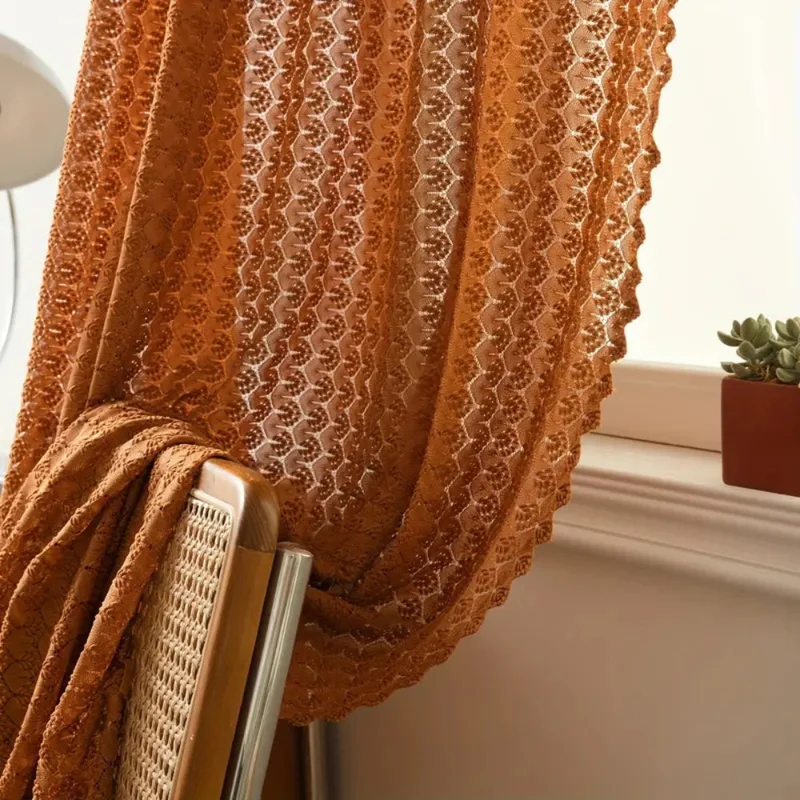 Euroselle Boho Crochet Light Filtering Curtain Panel